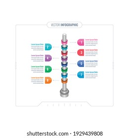 vertical pipe and colored rings on it infographic template. web, internet, annual report, magazine information templates. business infographic template