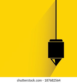 vertical plumb on yellow background, shadow and flat style