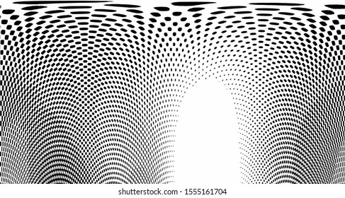 Vertical polka dots. Halftone wave background. Curved gradient texture or pattern. Pop art texture. Vector illustration Eps 10.
