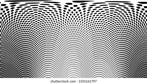 Vertical polka dots. Halftone wave background. Curved gradient texture or pattern. Pop art texture. Vector illustration Eps 10.
