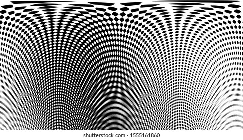 Vertical polka dots. Halftone wave background. Curved gradient texture or pattern. Pop art texture. Vector illustration Eps 10.
