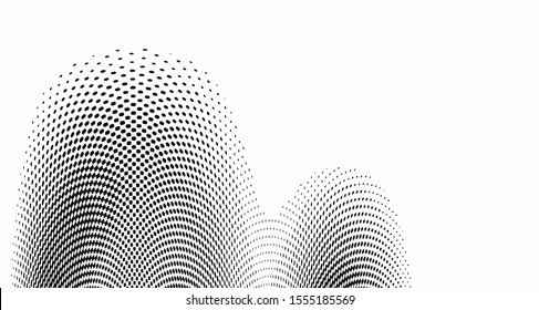 Vertical polka dots. Halftone wave background. Curved gradient texture or pattern. Pop art texture. Vector illustration Eps 10.