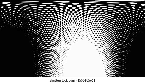 Vertical polka dots. Halftone wave background. Curved gradient texture or pattern. Pop art texture. Vector illustration Eps 10.