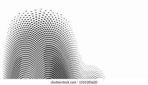 Vertical polka dots. Halftone wave background. Curved gradient texture or pattern. Pop art texture. Vector illustration Eps 10.