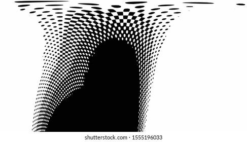 Vertical polka dots. Halftone wave background. Curved gradient texture or pattern. Pop art texture. Vector illustration Eps 10.
