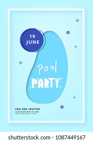 Vertical Pool Party banner.  Template for holiday summer flyer design. Vector illustration.