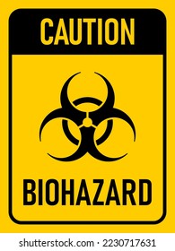 Vertical or Portrait Orientation Caution Biological Hazard or Biohazard Sign Symbol with an Aspect Ratio of 3:4. Vector Image.