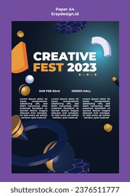 Plantilla de póster vertical A4 con formas geométricas