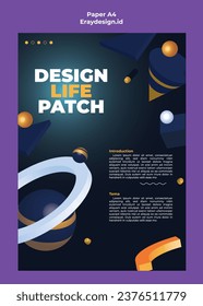 Vertical poster A4 template with geometric shapes