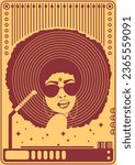 Vertical Poster Art. Vintage Style. Afro Hair