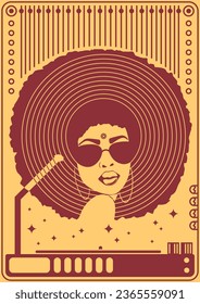 Vertical Poster Art. Vintage Style. Afro Hair