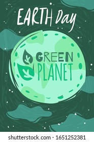Vertical poster banner on an environmental theme save planet green energy. Vector illustration