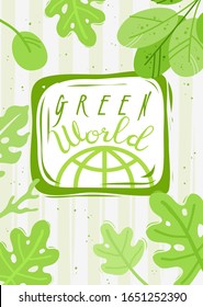 Vertical poster banner on an environmental theme save planet green energy. Vector illustration