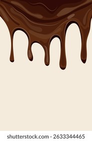 vertical poster for Chocolate Day with melted dark chocolate dripping down in small drops