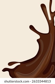 vertical poster for Chocolate Day with splashes of dark chocolate with small drops
