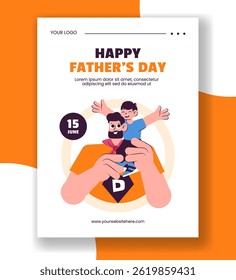 Vertical Poster Hand Drawn Flat Style Illustration for Happy Father's Day Campaign