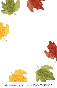 vertikale Plakate von Ikonen von ungefalteten farbigen Blättern von Laubbäumen, nämlich von Ahornbäumen, für Herbsttextilien, Verpackungen oder Postkarten