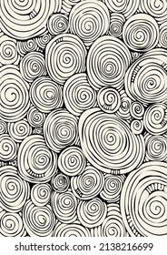 Vertical poster with ink pattern. Abstract illustration for room decor, social media design, brochure covers, wrapping paper. Beautiful vintage template from various lines, shapes.
