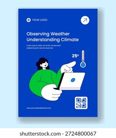 Cartel de la Vertical para el día meteorológico con la ilustración plana dibujada a mano del Clima de la historieta