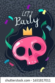 Vertical poster on the carnival theme with masquerade masks and holiday attributes. Purim banner. Vector illustration