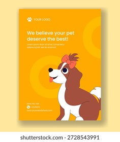 Cartaz vertical Animais de estimação cuidado serviços com desenho de desenhos animados plano mão desenhado estilo de ilustração