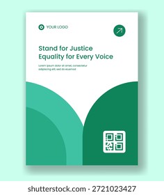 Vertical Poster with Social Justice Theme in Flat Cartoon Hand Drawn Illustration Style