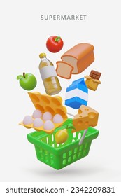 Premium Vector  Food grocery store shopping illustration with foods items  and product assortiment on the supermarket