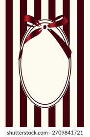 Plantilla de cartel de Vertical en color claro con rayas rojas con un lazo voluminoso con un degradado rojo, para invitaciones, volantes o marcos decorativos