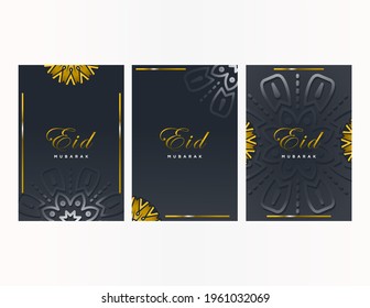 Vertical poster template. Vector Islamic background with silver ornament. perfect for Eid celebrations