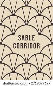 Póster de Vertical titulado Corredor de Sable con arcos de abanico art déco repetidos en taupe cálido.