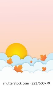 Vertical posters with clouds. Weather autumn season. 