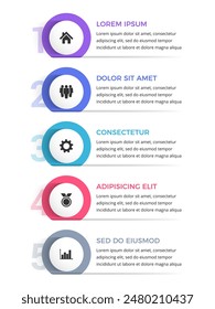 Vertical process visualization infographic template with 5 steps or options, vector eps10 illustration