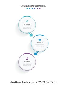 Vertical progress bar featuring 3 arrow-shaped elements, symbolizing the three stages of business strategy and progression. Clean timeline infographic design template. Vector for mobile presentation.