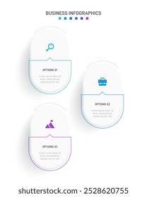 Vertical progress bar featuring 3 arrow-shaped elements, symbolizing the three stages of business strategy and progression. Clean timeline infographic design template. Vector for mobile presentation.