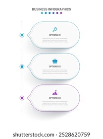 Vertical progress bar featuring 3 arrow-shaped elements, symbolizing the three stages of business strategy and progression. Clean timeline infographic design template. Vector for mobile presentation.