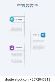 Vertical progress bar featuring 3 arrow-shaped elements, symbolizing the three stages of business strategy and progression. Clean timeline infographic design template. Vector for mobile presentation.