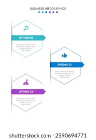 Vertical progress bar featuring 3 arrow-shaped elements, symbolizing the three stages of business strategy and progression. Clean timeline infographic design template. Vector for mobile presentation.