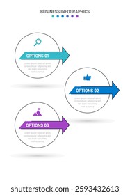 Vertical progress bar featuring 3 arrow-shaped elements, symbolizing the three stages of business strategy and progression. Clean timeline infographic design template. Vector for mobile presentation.