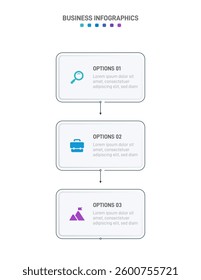 Vertical progress bar featuring 3 arrow-shaped elements, symbolizing the three stages of business strategy and progression. Clean timeline infographic design template. Vector for mobile presentation.