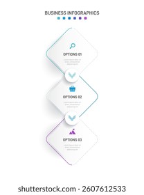 Vertical progress bar featuring 3 arrow-shaped elements, symbolizing the three stages of business strategy and progression. Clean timeline infographic design template. Vector for mobile presentation.