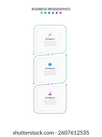 Vertical progress bar featuring 3 arrow-shaped elements, symbolizing the three stages of business strategy and progression. Clean timeline infographic design template. Vector for mobile presentation.