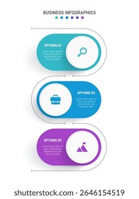 Vertical progress bar featuring 3 arrow-shaped elements, symbolizing the three stages of business strategy and progression. Clean timeline infographic design template. Vector for mobile presentation.