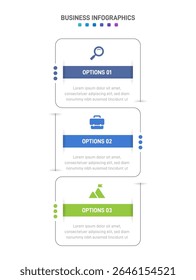 Vertical progress bar featuring 3 arrow-shaped elements, symbolizing the three stages of business strategy and progression. Clean timeline infographic design template. Vector for mobile presentation.