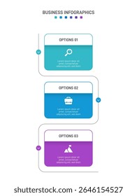 Vertical progress bar featuring 3 arrow-shaped elements, symbolizing the three stages of business strategy and progression. Clean timeline infographic design template. Vector for mobile presentation.