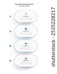 Vertical progress bar featuring 4 arrow-shaped elements, symbolizing the four stages of business strategy and progression. Clean timeline infographic design template. Vector for mobile presentation.