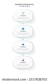 Vertical progress bar featuring 4 arrow-shaped elements, symbolizing the four stages of business strategy and progression. Clean timeline infographic design template. Vector for mobile presentation.