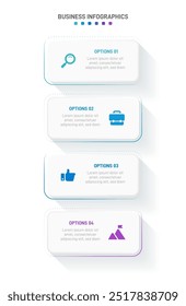 Vertical progress bar featuring 4 arrow-shaped elements, symbolizing the four stages of business strategy and progression. Clean timeline infographic design template. Vector for mobile presentation.