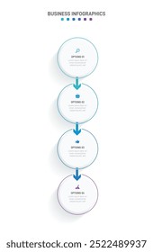 Vertical progress bar featuring 4 arrow-shaped elements, symbolizing the four stages of business strategy and progression. Clean timeline infographic design template. Vector for mobile presentation.
