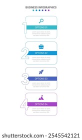 Vertical progress bar featuring 4 arrow-shaped elements, symbolizing the four stages of business strategy and progression. Clean timeline infographic design template. Vector for mobile presentation.