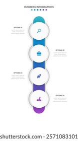 Vertical progress bar featuring 4 arrow-shaped elements, symbolizing the four stages of business strategy and progression. Clean timeline infographic design template. Vector for mobile presentation.